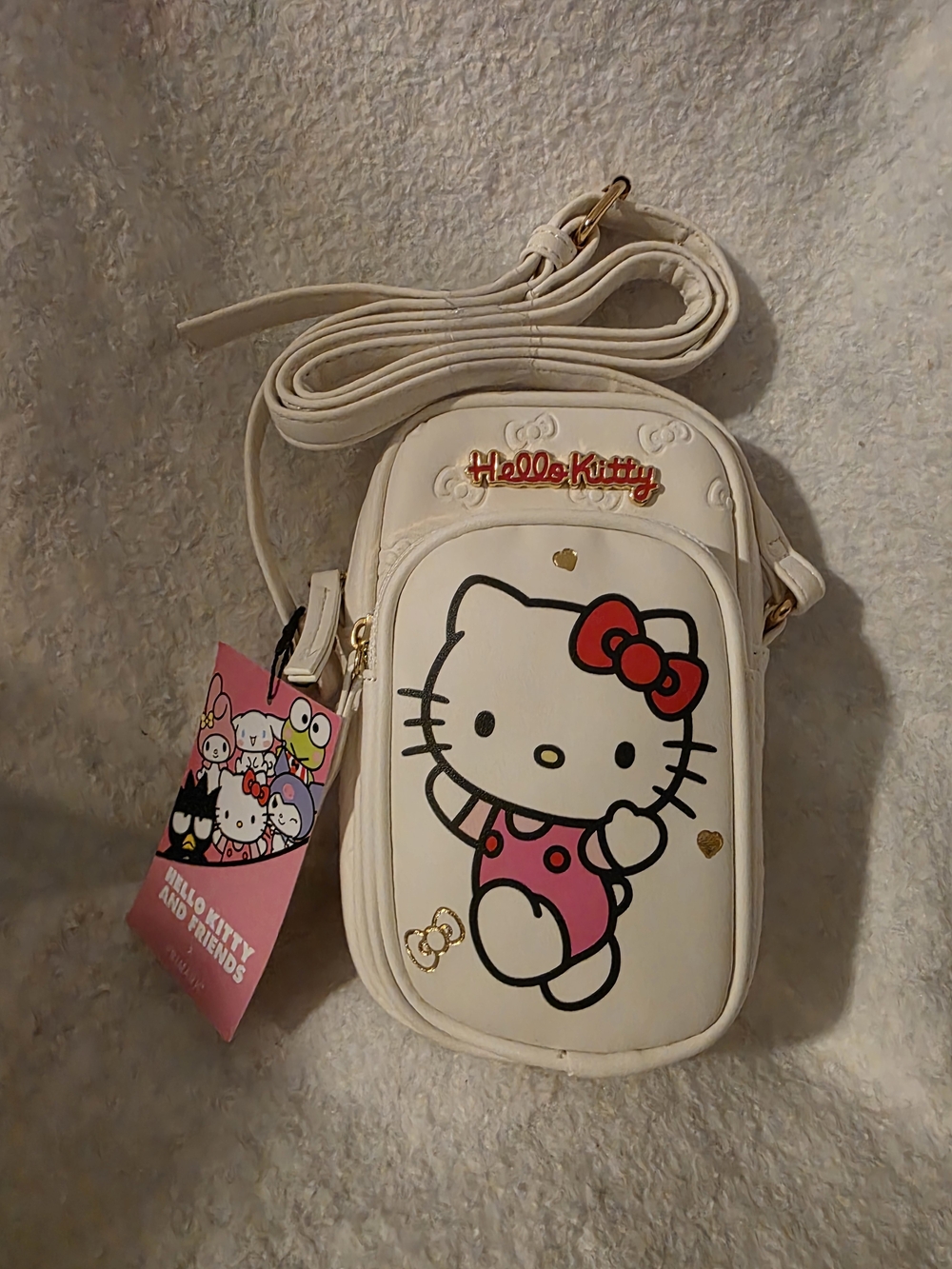 Hello Kitty Cream Crossbody Bag with Pink Accent